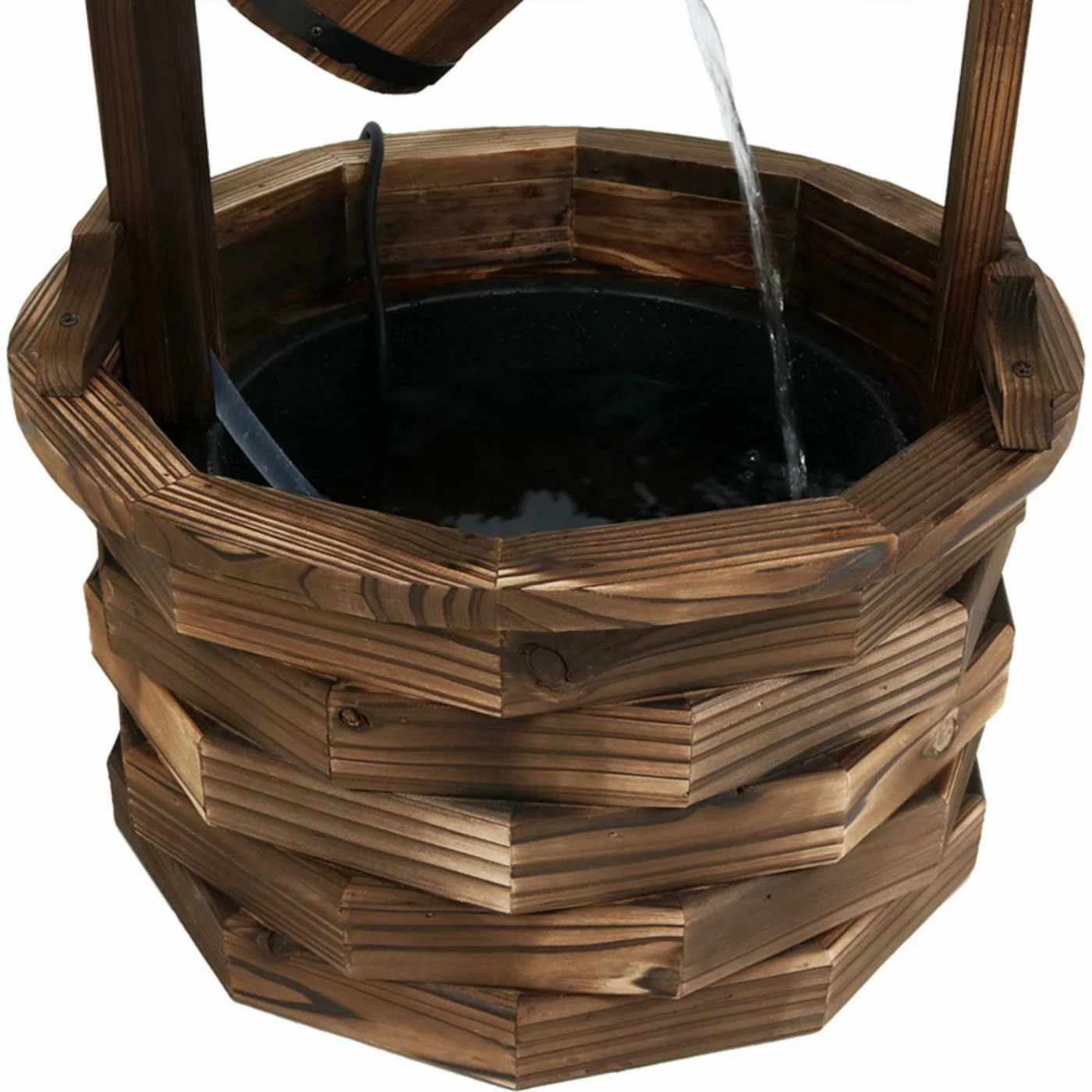 Outlet β Floor Sunnydaze Decor Old-Fashioned Wood Wishing Well Fountain With Liner π - Image 4