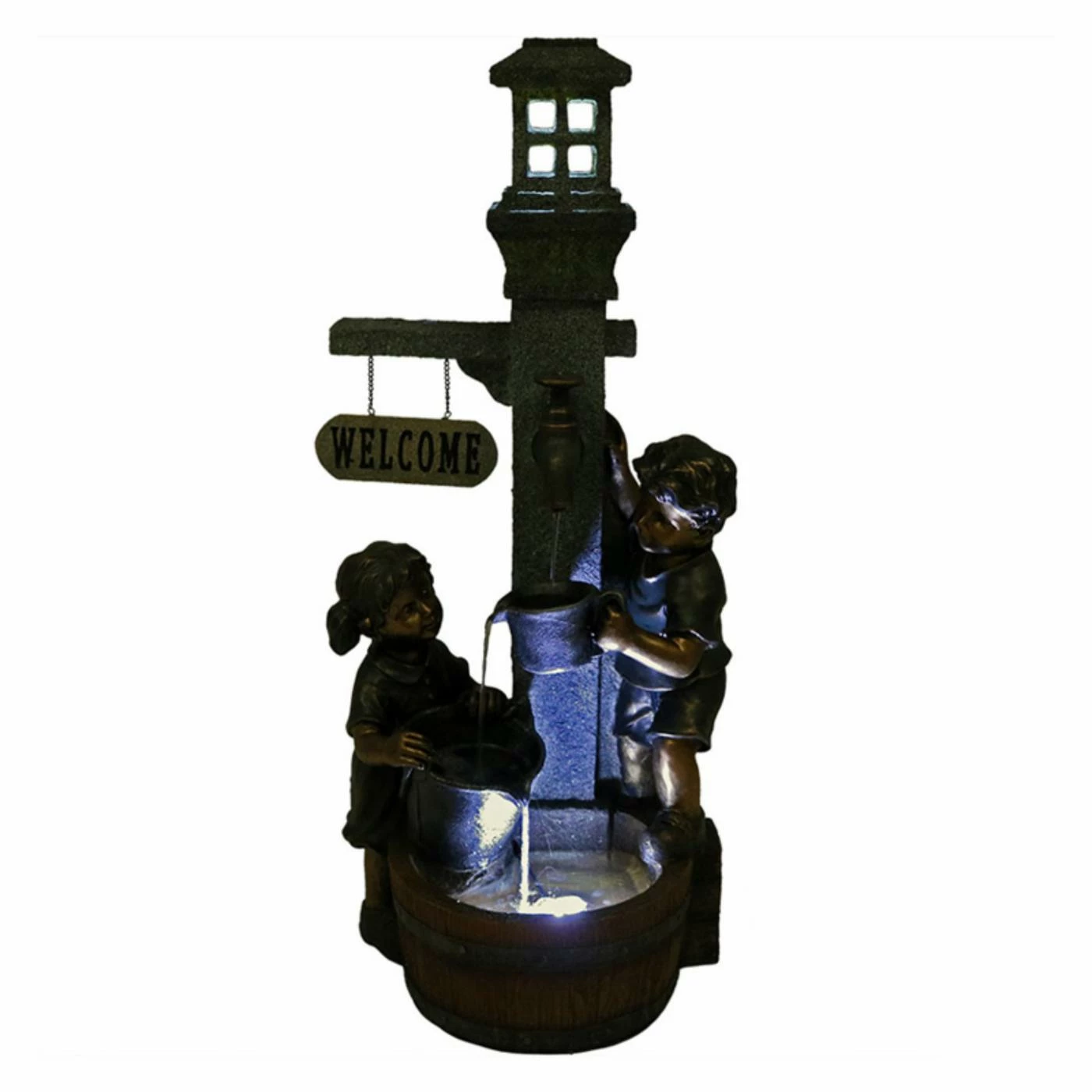 Buy π₯ Floor Sunnydaze Decor Children Playing With Faucet Outdoor Fountain With LED Lights β€οΈ - Image 8