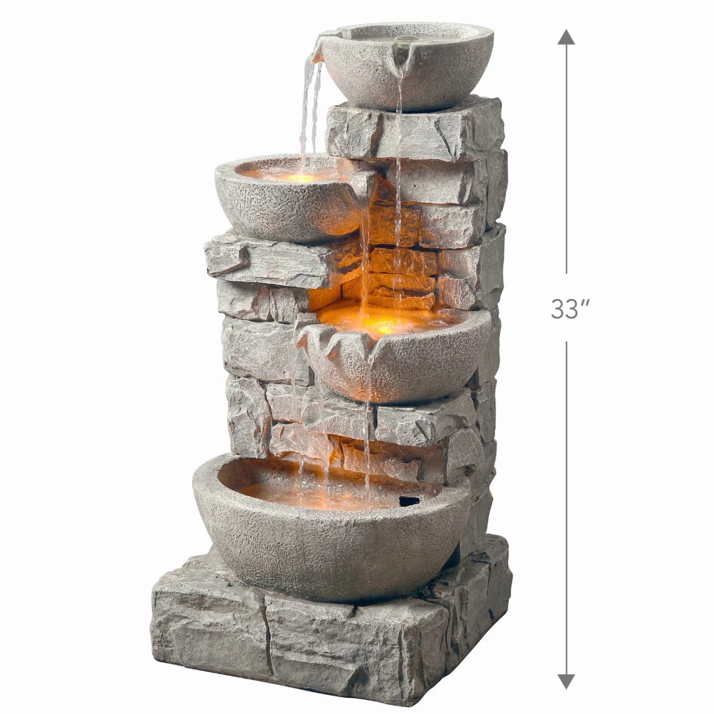 Flash Sale 𧨠Lighted Peaktop Outdoor Stacked Stone Tiered Bowls Fountain With LED Light π― - Image 5