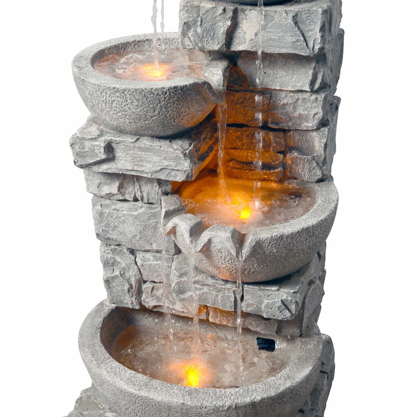 Flash Sale 𧨠Lighted Peaktop Outdoor Stacked Stone Tiered Bowls Fountain With LED Light π― - Image 3