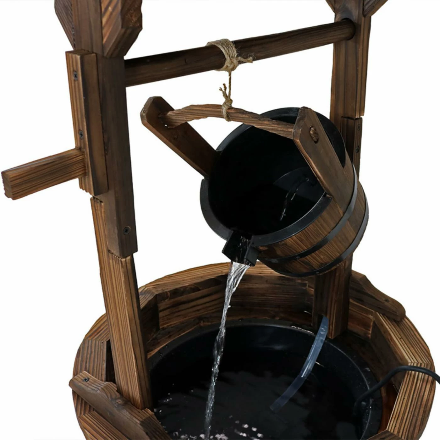Outlet β Floor Sunnydaze Decor Old-Fashioned Wood Wishing Well Fountain With Liner π - Image 3