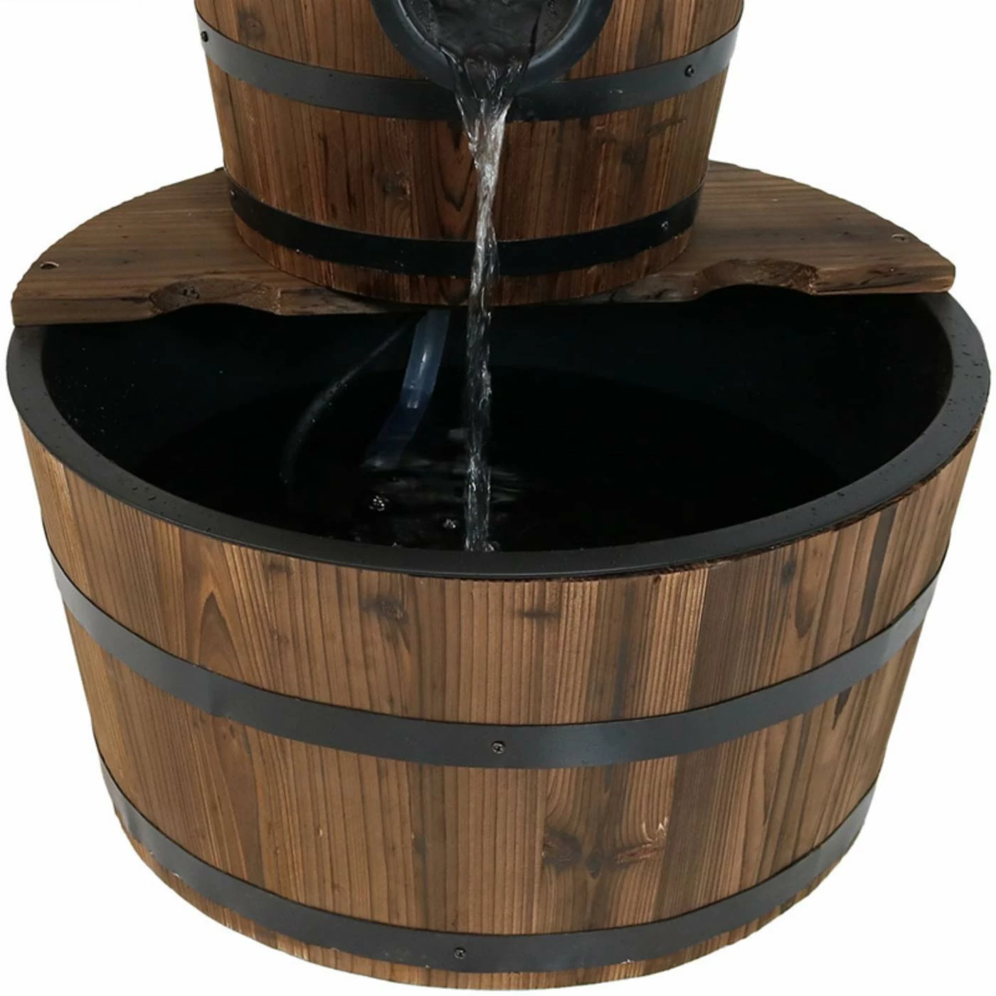Top 10 𧨠Floor Sunnydaze Decor 2-Tier Country Wood Barrel Outdoor Fountain With Hand Pump π - Image 3