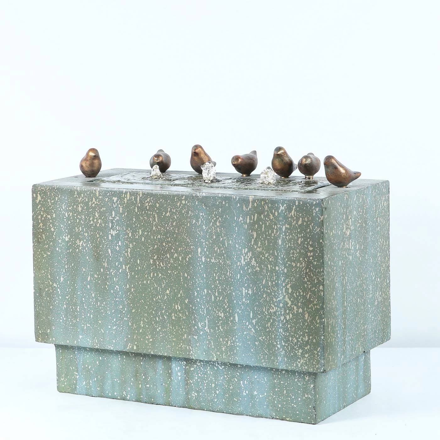 Outlet π Floor LuxenHome Rectangular Outdoor Fountain With LED Lights And Bronze Birds π - Image 3