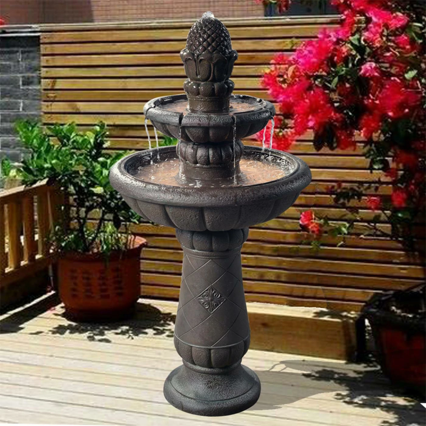 Best deal π Floor Peaktop Outdoor Deluxe Pineapple Two Tier Waterfall Fountain β - Image 2