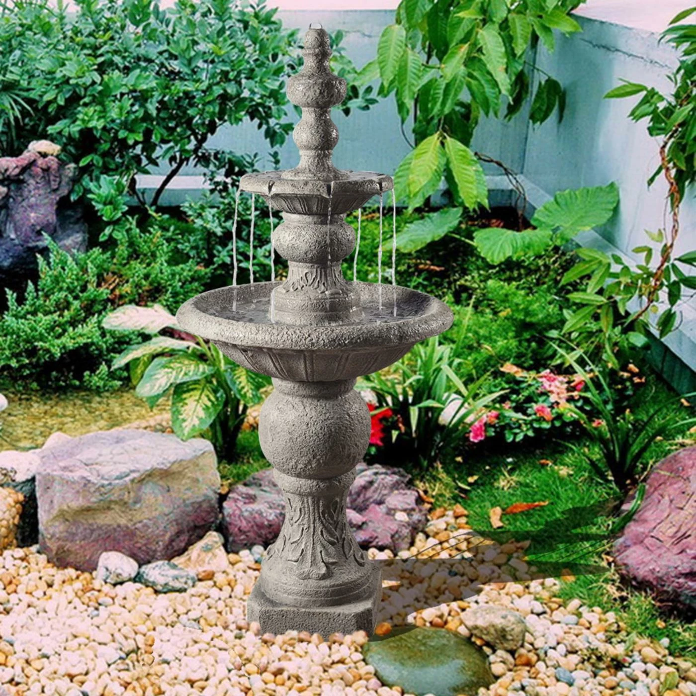 Coupon π Floor Peaktop Outdoor Icy Stone Two Tier Waterfall Fountain βοΈ - Image 2