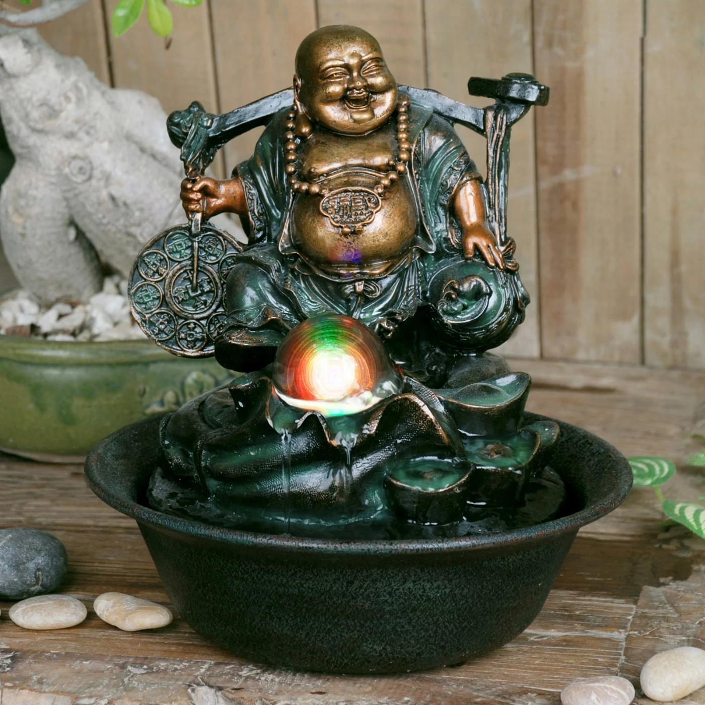 Cheapest π Hi-Line Gift Ltd. Tabletop Hi-Line Lucky Buddha Fountain With Spinning Ball π - Image 2