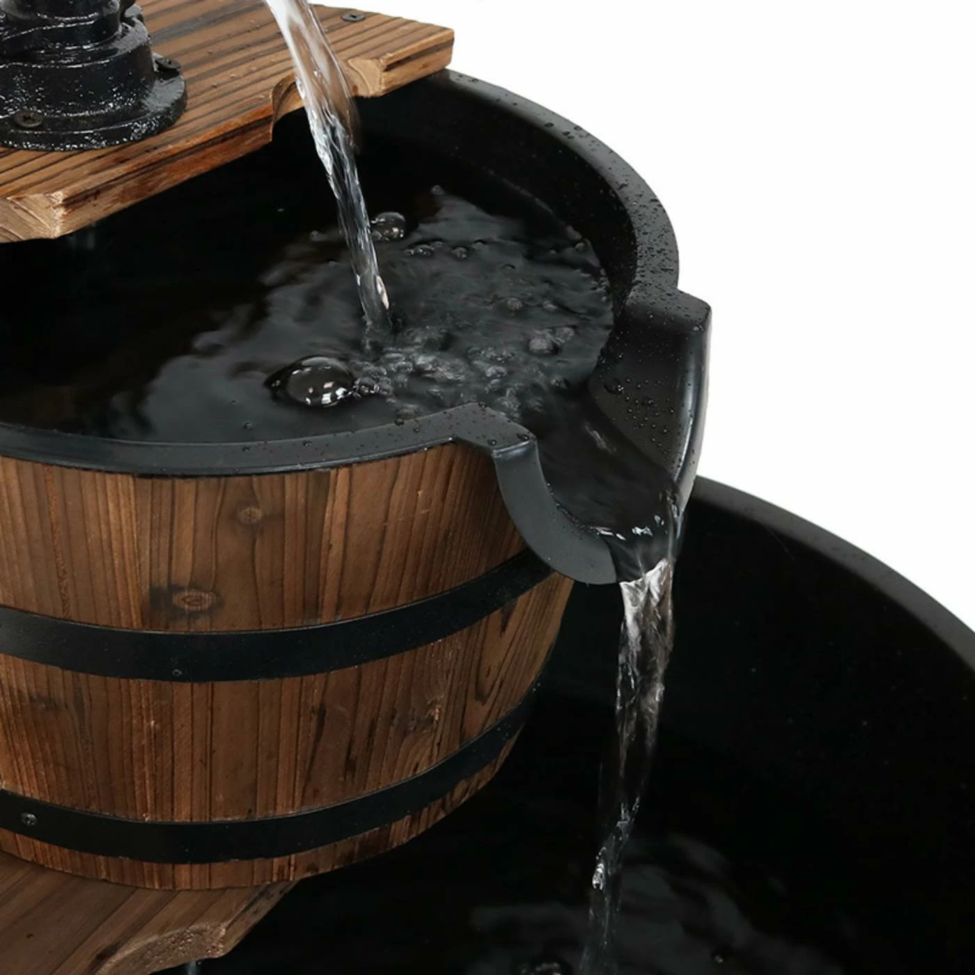 Top 10 𧨠Floor Sunnydaze Decor 2-Tier Country Wood Barrel Outdoor Fountain With Hand Pump π - Image 2