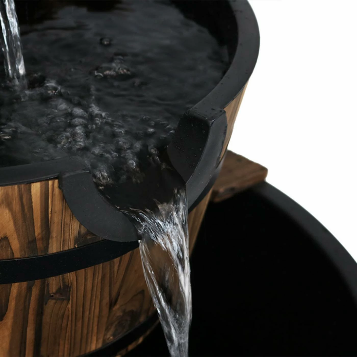 Top 10 β Floor Sunnydaze Decor 2-Tier Rustic Wood Barrel Outdoor Fountain With Hand Pump π - Image 2