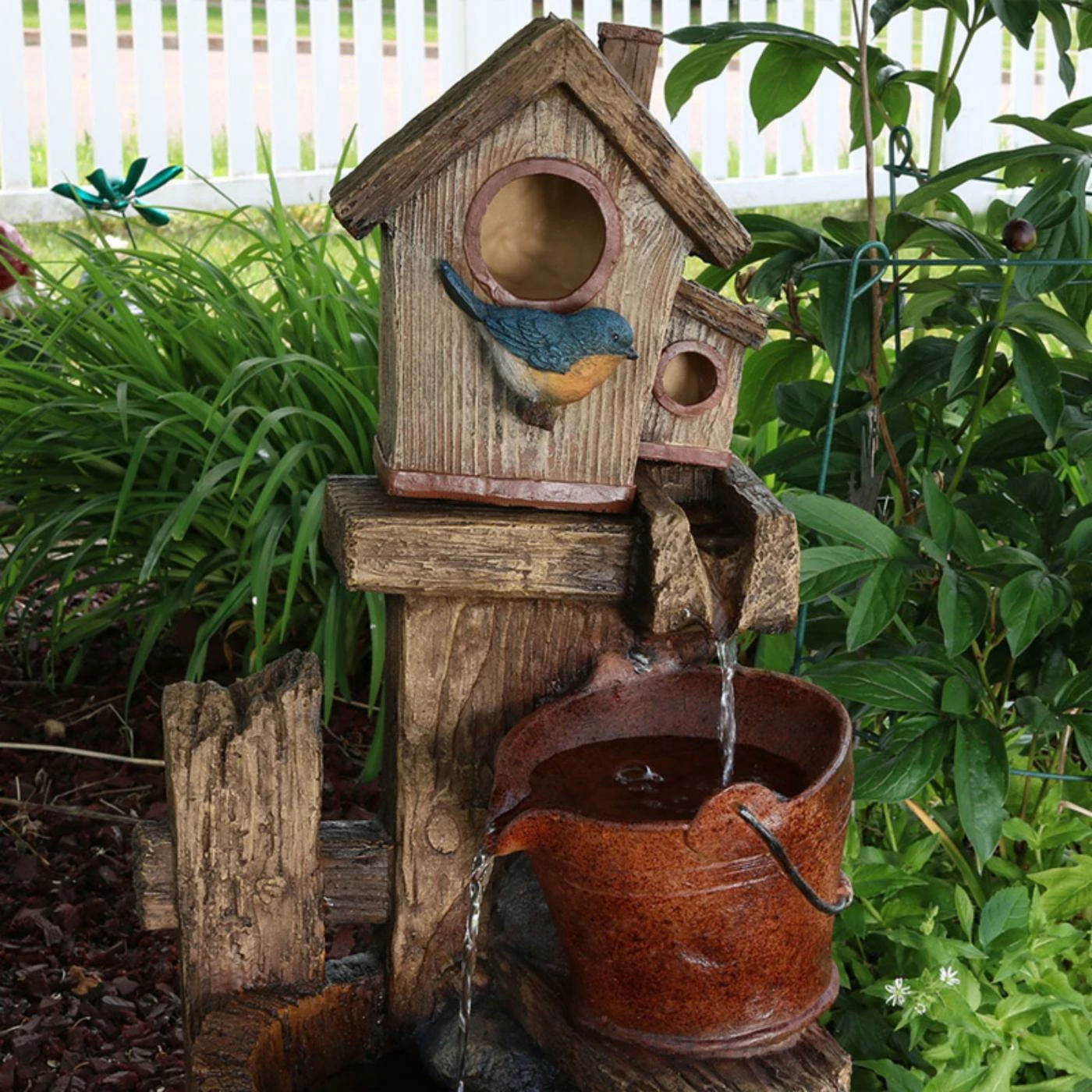 Outlet β Floor Sunnydaze Decor Bluebird House And Buckets Outdoor Garden Water Fountain π - Image 2