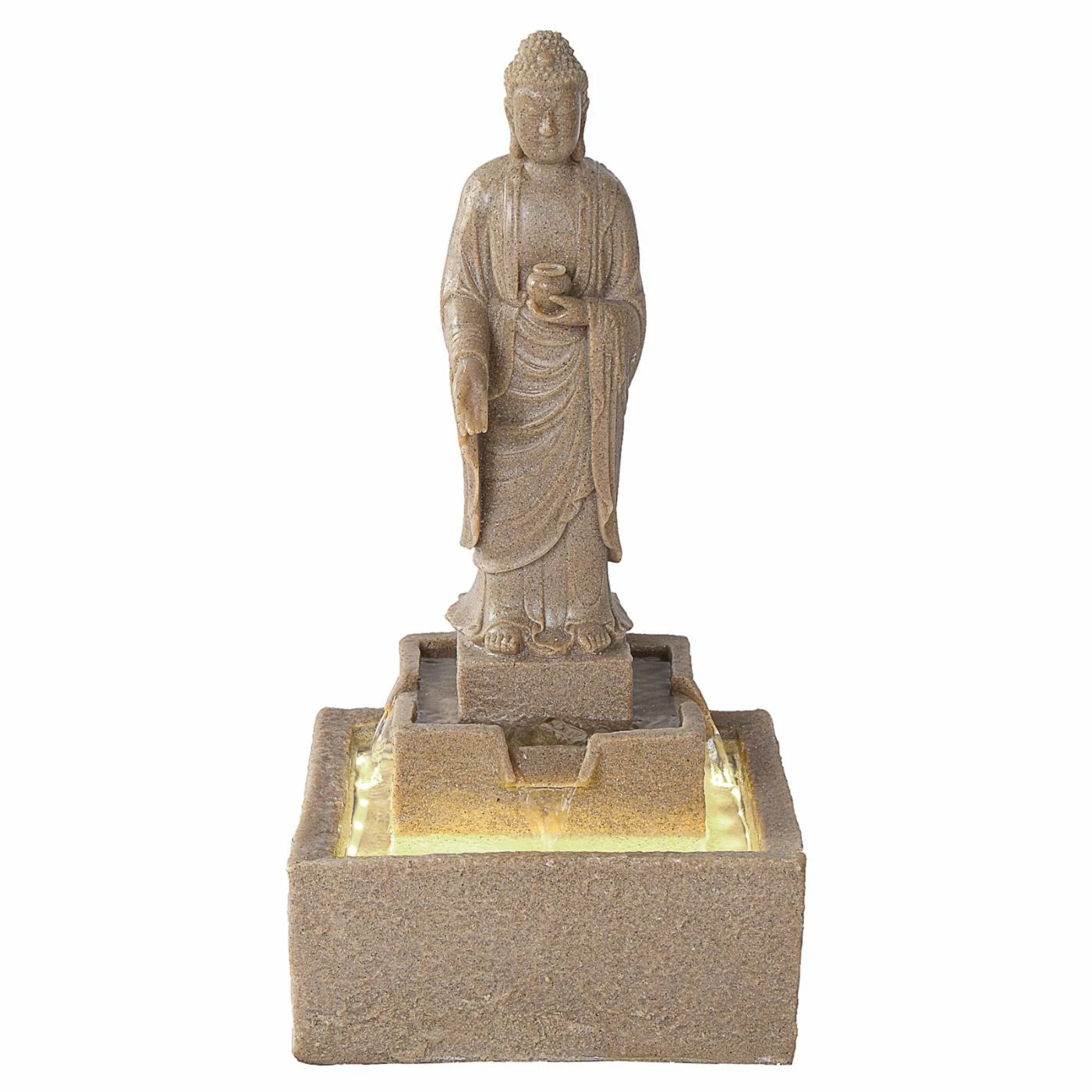 Flash Sale π Lighted Design Toscano Earth Witness Square Buddha Illuminated Garden Fountain βοΈ - Image 2