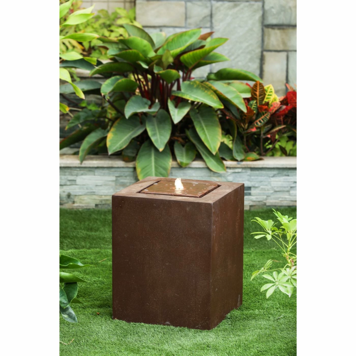 Cheapest π€© Floor LuxenHome Aged Bronze Square Outdoor Fountain With LED Light π₯° - Image 2