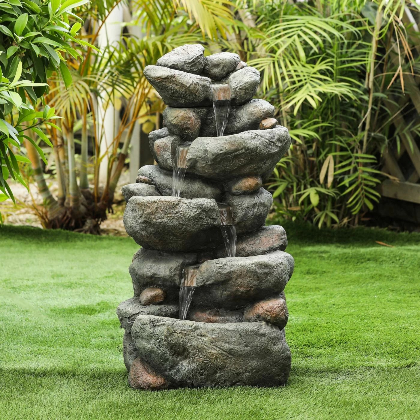 Best reviews of π Floor LuxenHome 33.5H In. Cascading Rock Outdoor Fountain π - Image 2