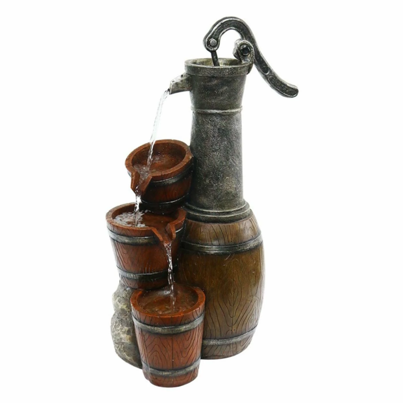 Brand new π― Floor Alpine 24 In. Vintage Barrel Water Pump Outdoor Fountain π