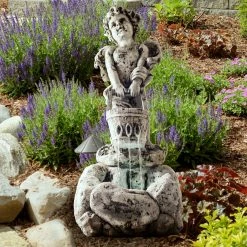 Best deal 🎁 Pure Garden LED Lighted Outdoor Cherub Fountain 😉