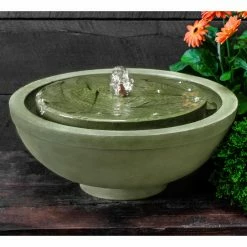 Best Sale ⌛ Tabletop Campania International Hydrangea Leaves Garden Terrace Fountain 💯