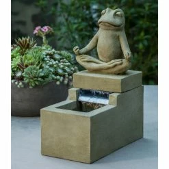 Discount 😍 Tabletop Campania International Mini Element Zen Frog Indoor/Outdoor Fountain ⌛