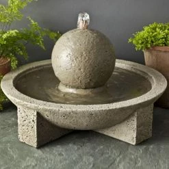 New 🛒 Campania International Tabletop Campania Cast Stone Sphere Garden Terrace Outdoor Fountain 👏