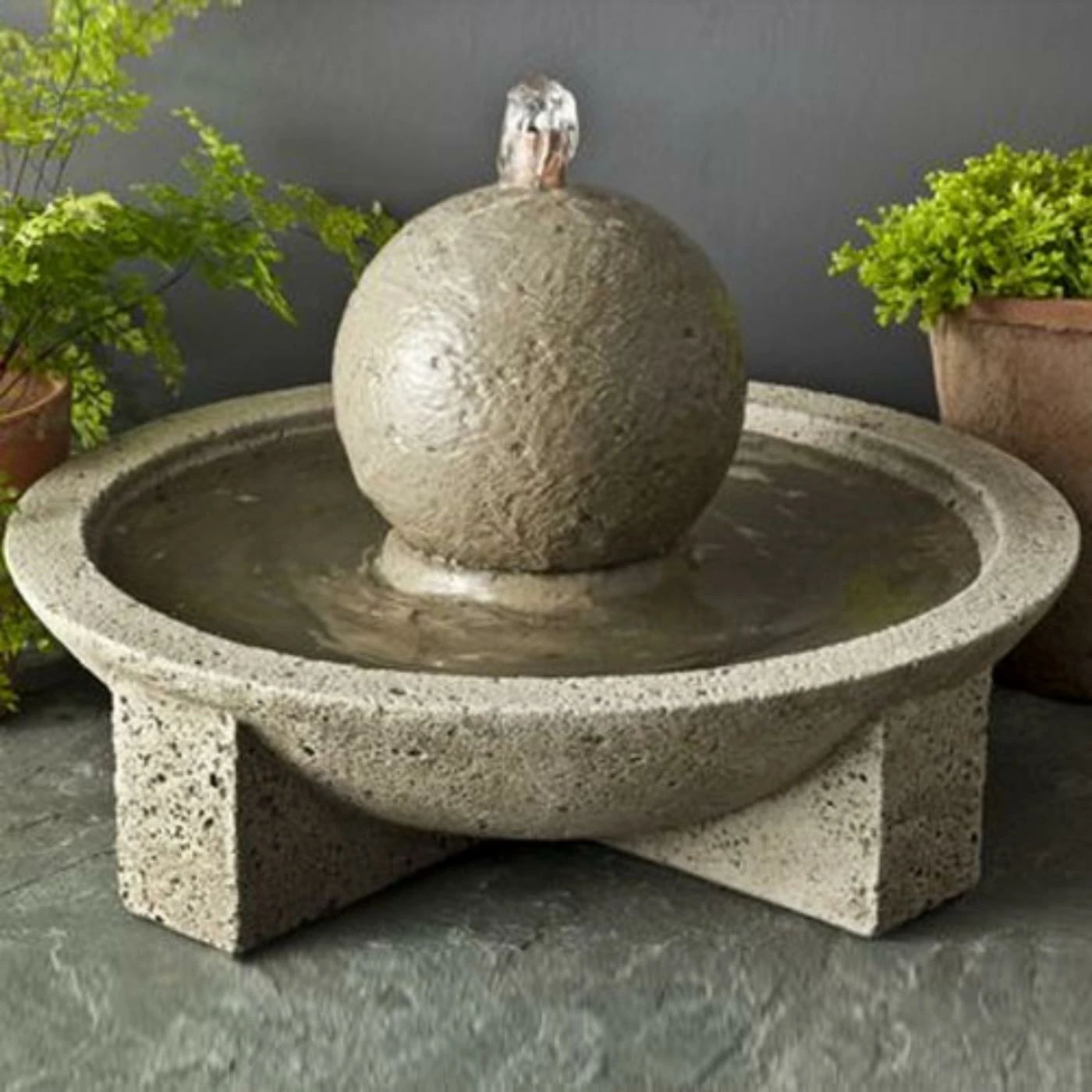 New π Campania International Tabletop Campania Cast Stone Sphere Garden Terrace Outdoor Fountain π