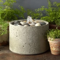 Flash Sale 😍 Tabletop Campania International Cast Stone Pebble Garden Terrace Outdoor Fountain ❤️