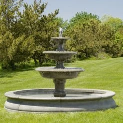 Discount 😀 Floor Campania International Newport Cast Stone Outdoor Fountain 🎉