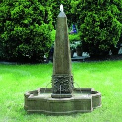 New 🎁 Campania International Palazzo Obelisk Cast Stone Outdoor Fountain ✨