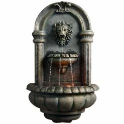 Budget 🌟 Peaktop Outdoor Royal Lion Head Wallfall Fountain With LED Light 🌟