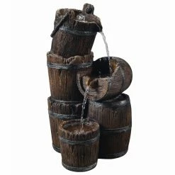 Top 10 ✔️ Floor Peaktop Outdoor Vintage Three Tier Barrel Waterfall Fountain 👏