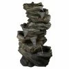 New 💯 Floor Northlight 42 In. Lighted Rock Outdoor Garden Water Fountain 🧨