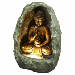 Promo ⭐ Hi-Line Gift Ltd. Tabletop Hi-Line Golden Buddha Fountain With Light 🔔