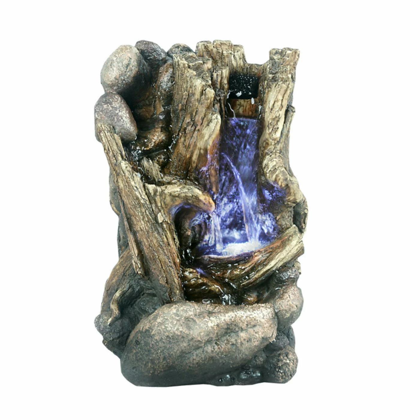 Discount π Tabletop Hi-Line Gift Ltd. Small Tree Trunk Indoor/Outdoor Fountain With LED Lights π