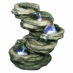 Best reviews of 💯 Tabletop Hi-Line Gift Ltd. Four Level Indoor/Outdoor Rock Fountain With LED Lights 😉