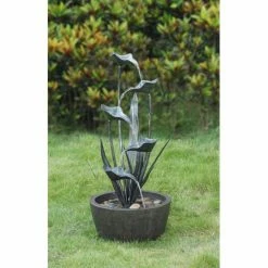 Promo 🎁 Floor Hi-Line Gift Ltd. Metal Plant Indoor/Outdoor Fountain With Five Leaves ⌛