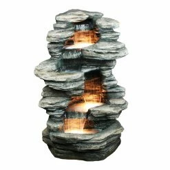 Best reviews of 💯 Floor Hi-Line Gift Ltd. Four Level Indoor/Outdoor Rock Fountain With Halogen Light 😀