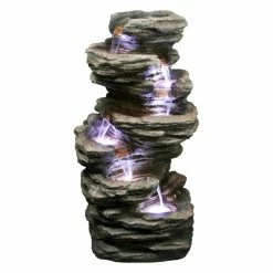 Best reviews of ✨ Lighted Hi-Line Gift Ltd. Seven Level Slate Stone Indoor/Outdoor Fountain With Lights 🎁