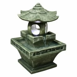 Buy 🔔 Lighted Hi-Line Gift Ltd. Pagoda Lantern Indoor/Outdoor Fountain With Lights 🔔