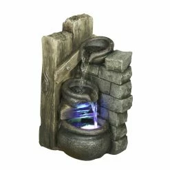 Cheap 🥰 Tabletop Hi-Line Gift Ltd. Cascading Bowls Indoor/Outdoor Fountain With LED 😀