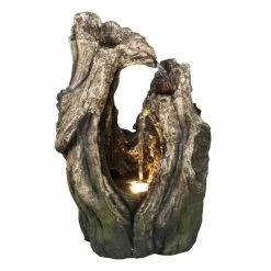 Outlet 🌟 Hi-Line Gift Ltd. Tree Trunk Indoor/Outdoor Tabletop Fountain With LED 🥰