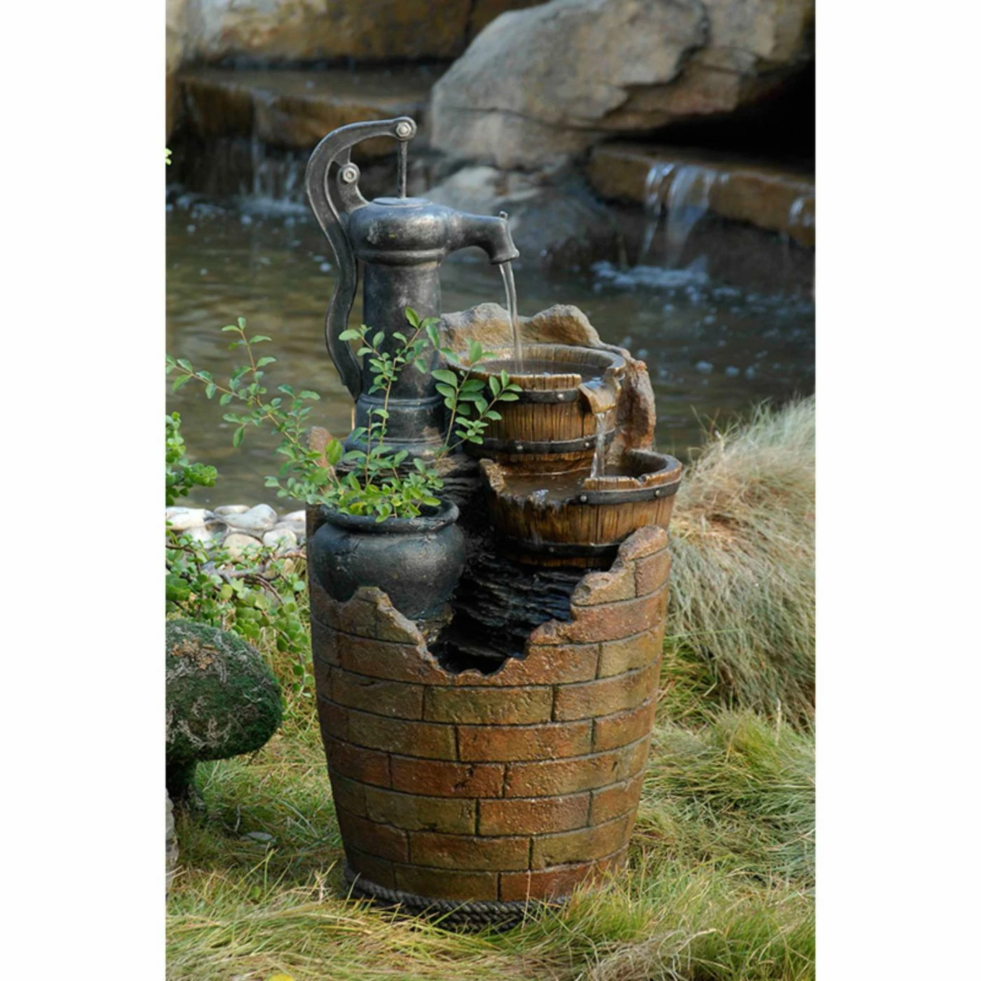 Buy π Jeco Floor Glenville Water Pump Cascading Outdoor Fountain π