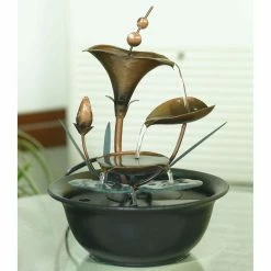 Best Sale ✨ Tabletop Jeco Metal Flower Table Top Outdoor Fountain ❤️