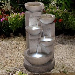 Promo 🎁 Lighted Jeco Multi-Tier Zen Bowls Indoor/Outdoor Fountain With LED Light 🎁