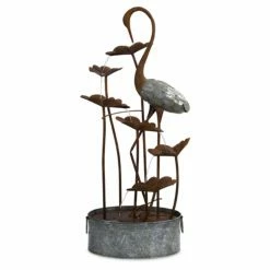 New 🎁 Floor Melrose International Crane And Lily Pad Fountain 🧨