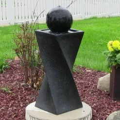 Wholesale π Lighted Sunnydaze Decor Black Ball Solar On Demand Fountain With LED Light π