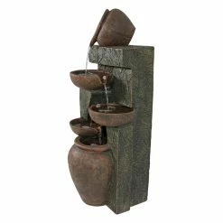 Flash Sale ⌛ Lighted Sunnydaze Decor Cascading Earthenware Pottery Stream Fountain 😉