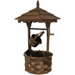 Outlet ⌛ Floor Sunnydaze Decor Old-Fashioned Wood Wishing Well Fountain With Liner 😉