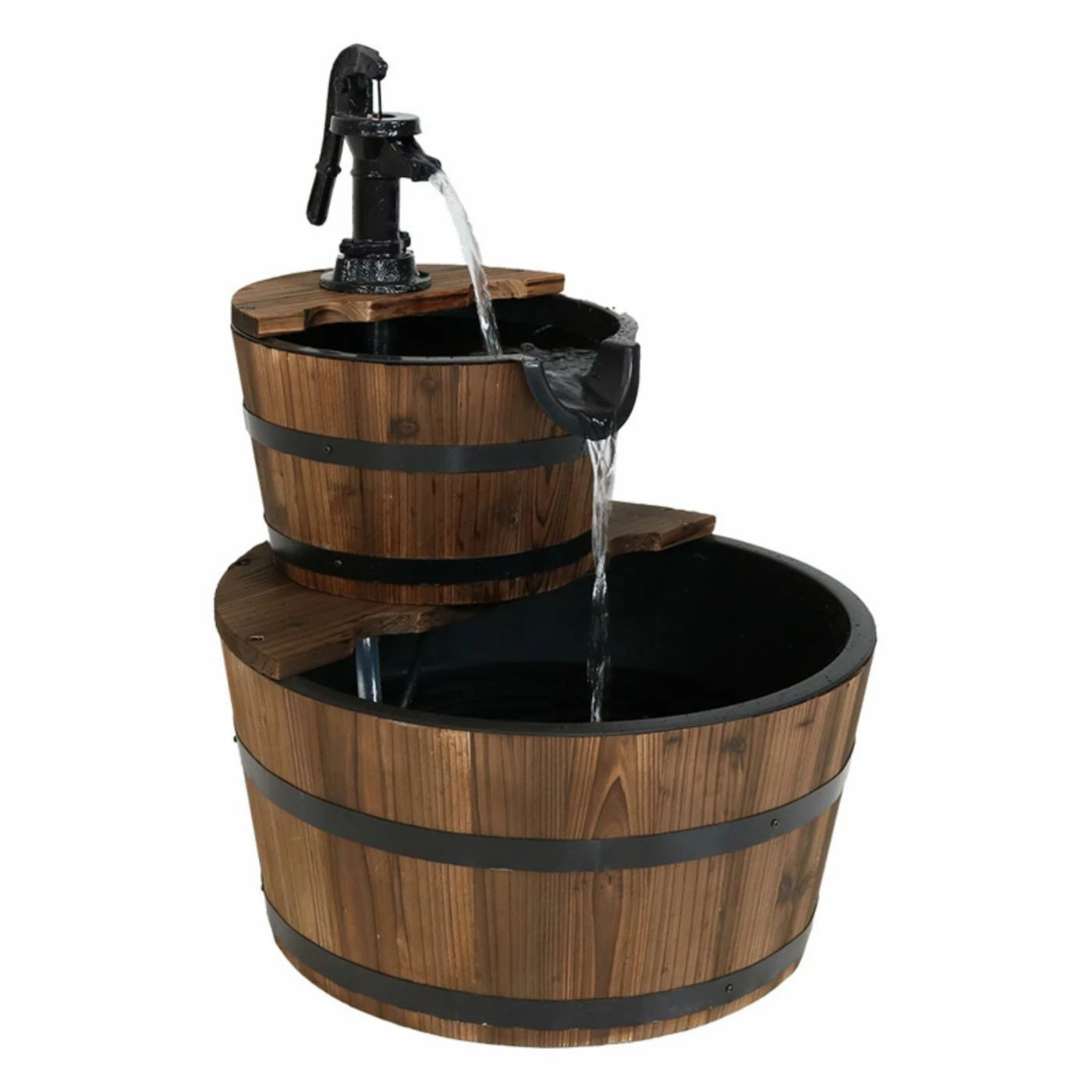 Top 10 𧨠Floor Sunnydaze Decor 2-Tier Country Wood Barrel Outdoor Fountain With Hand Pump π
