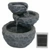 Cheap 🥰 Sunnydaze Decor 3-Tier Chiseled Basin Solar On Demand Garden Fountain 🔥