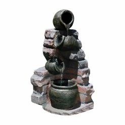 Promo 🛒 Sunnydaze Decor Crumbling Bricks Cascading Pots Solar-On-Demand Lighted Outdoor Water Fountain 😉