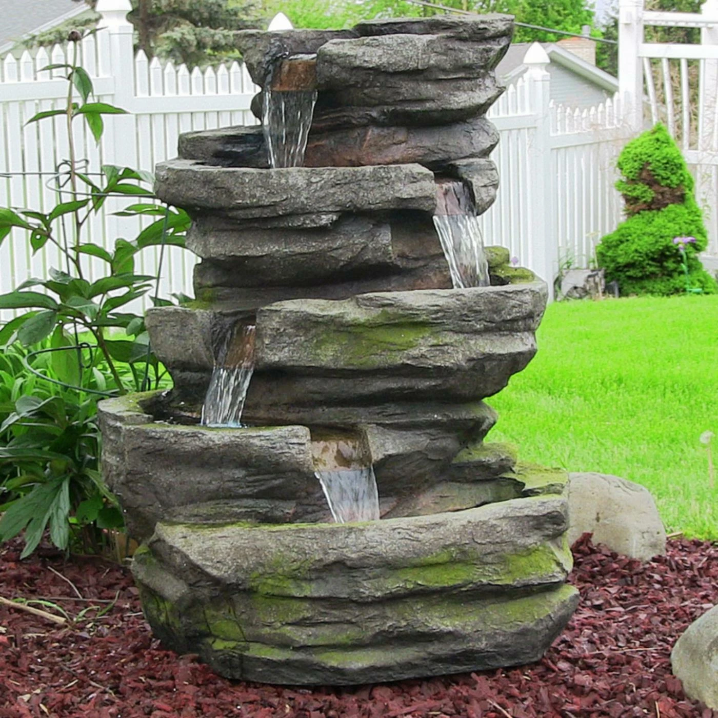 Best reviews of 𧨠Sunnydaze Decor Lighted Sunnydaze Cobblestone Waterfall Fountain With LED Light π§¨