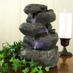 Promo π₯° Sunnydaze Decor Sunnydaze Stacked Rocks Tabletop Fountain With LED Light π