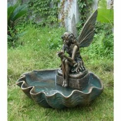 New 🎁 Sunnydaze Decor Floor Sunnydaze Fairy Shell Outdoor Fountain ✨